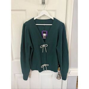 Express Green Crystal Bow Cardigan Sweater sz XXL NWT
